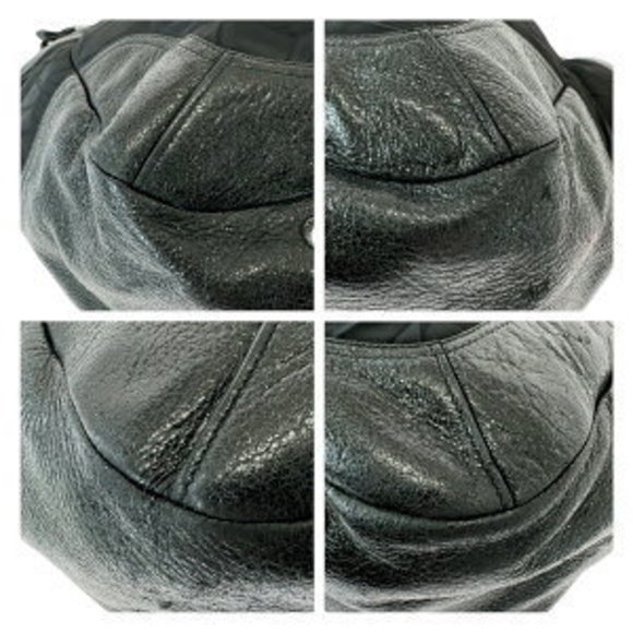 PRADA Tessuto Wrinkled Triangle Black Nylon Leather Hobo Shoulder Bag - Picture 3 of 9